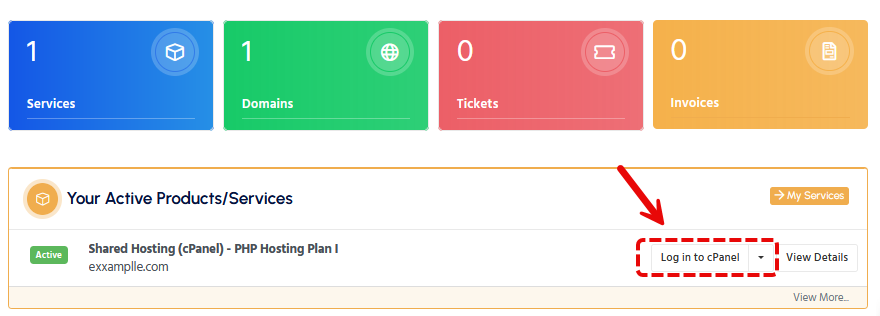 Clientarea cPanel Login Button