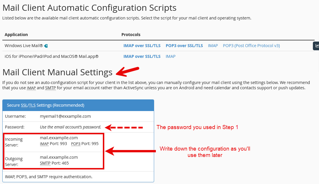 IMAP/POP3 and SMTP Configuration