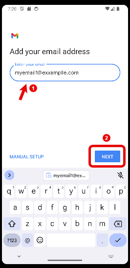 Enter E-mail address in the App