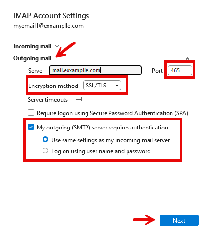 SMTP Outgoing Secure