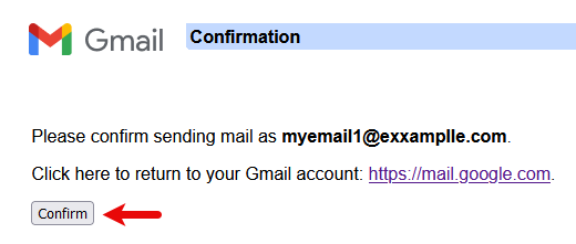 G-mail Confirmation Panel