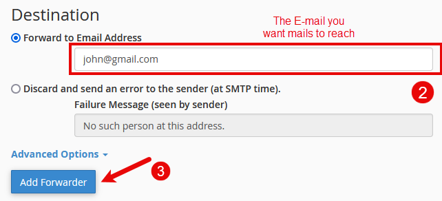 cPanel Forwarding Destination E-mail