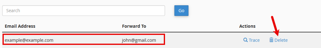 cPanel Delete E-mail Alias