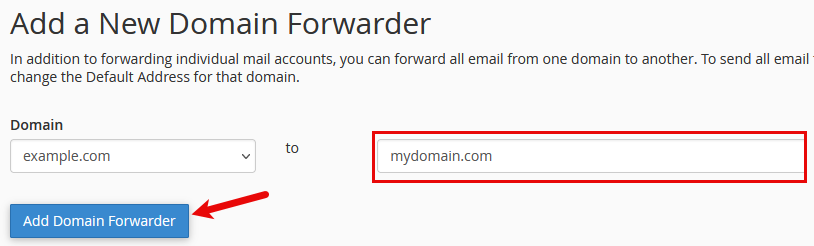 cPanel Domain Forwarder
