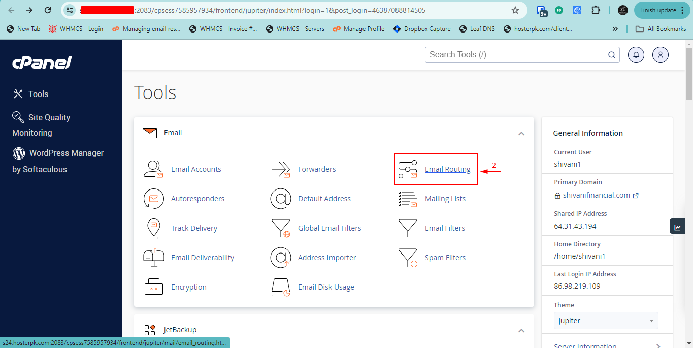 Email routing in cPanel