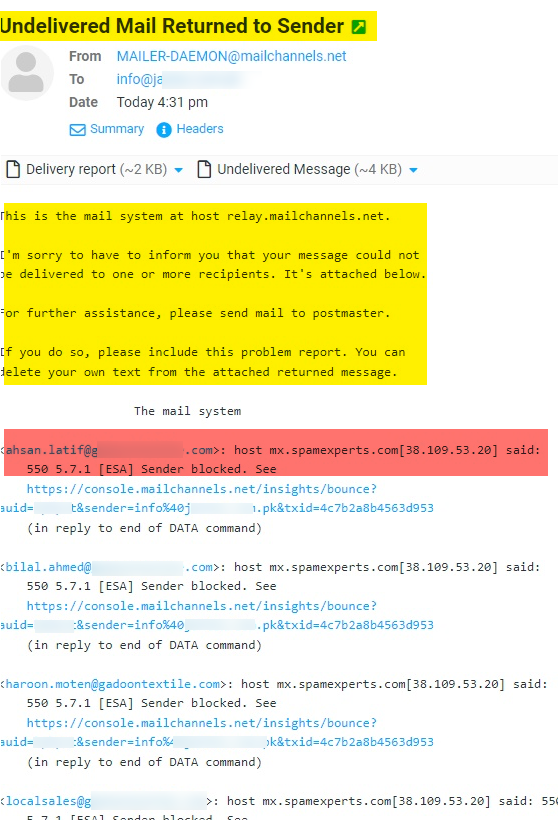 550 5.7.1 ESA error image